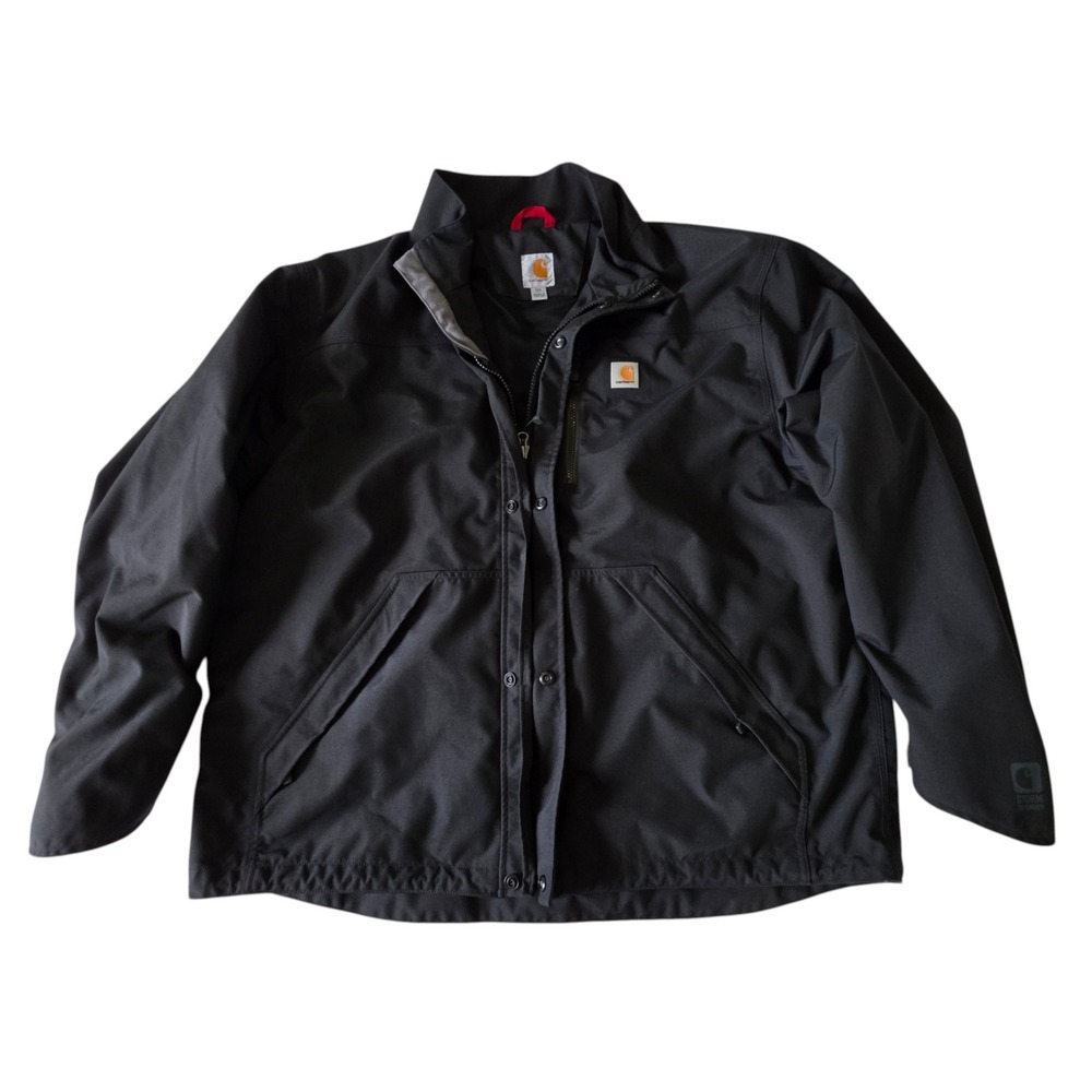 Carhartt Mens Storm Defender Jacket Black Waterproof Workwear Shell 2XL Tall